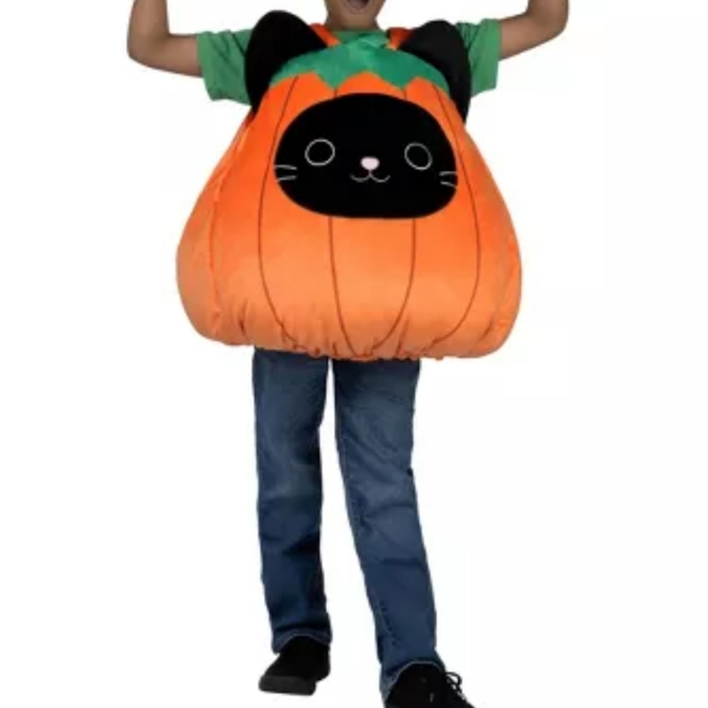 Original Squishmallow Orange Pumpkin Costume with Calio The Black Cat OS/kids